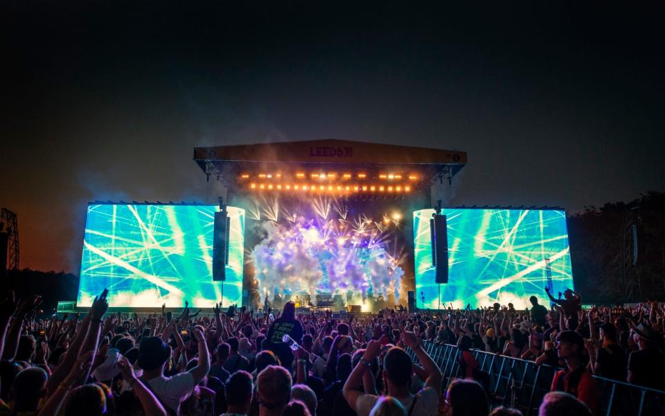 Twenty One Pilots fans enjoy the band's performance on the main stage at Leeds Festival  - Katja Orgin/Redferns