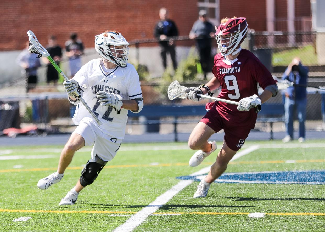 Cohasset's Henry Burke during a game vs. Falmouth at Cohasset High School on Tuesday, April 16, 2024.