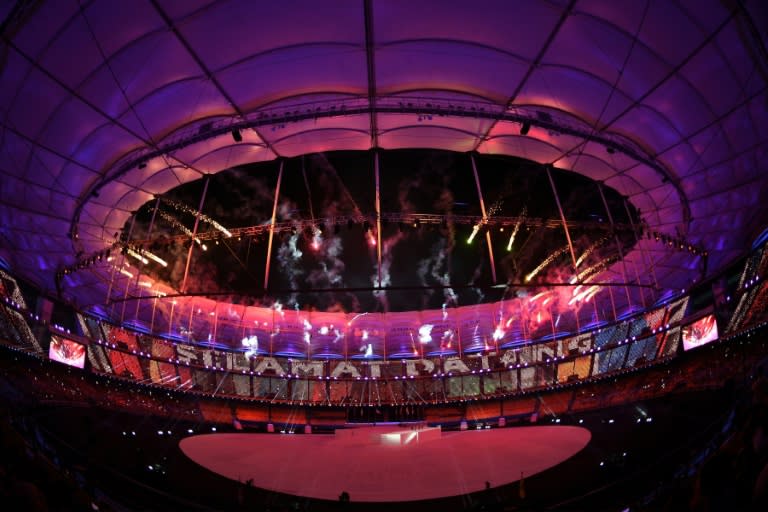 Fireworks explode at the start of the opening ceremony for the Southeast Asian Games at Bukit Jalil stadium in Kuala Lumpur, on August 19, 2017