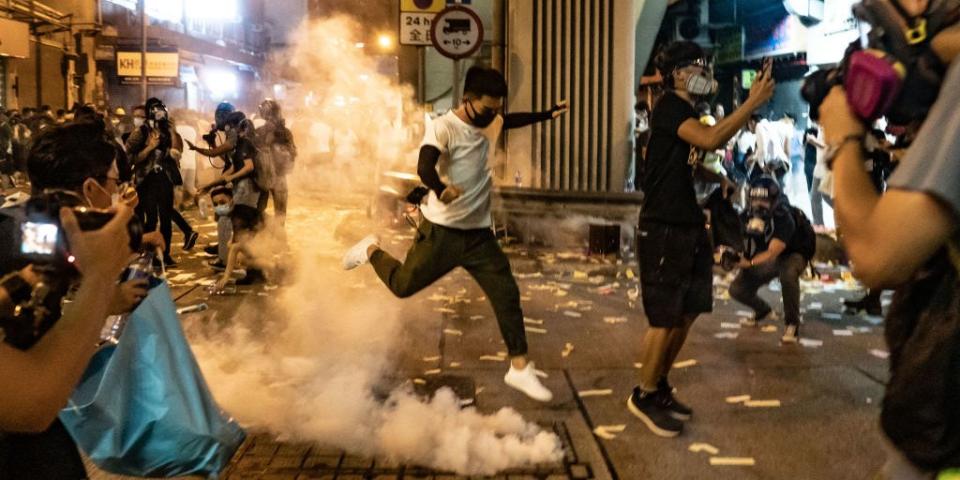 hong kong protest tear gas