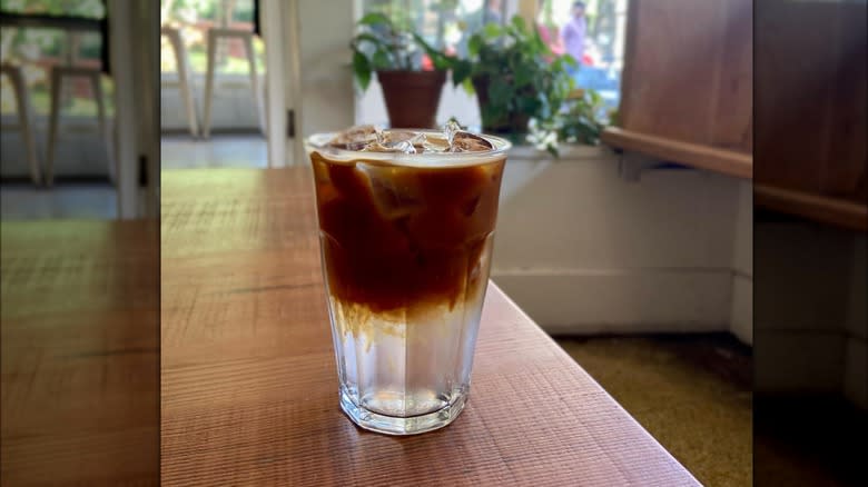 Glass with espresso tonic