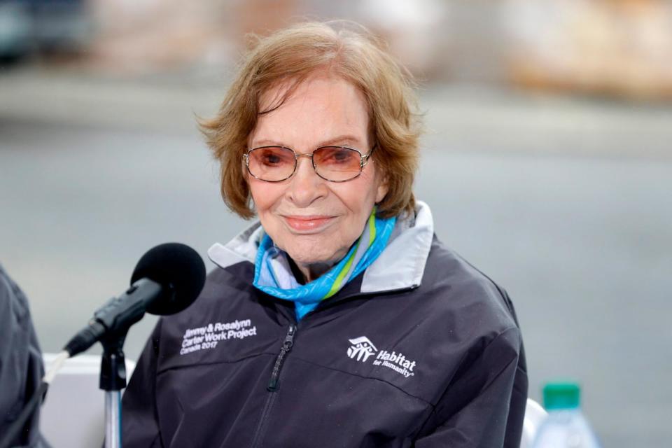 PHOTO: Former first lady Rosalynn Carter answers questions during a news conference at a Habitat for Humanity project, Oct. 7, 2019, in Nashville, Tenn.  (Mark Humphrey/AP, FILE)