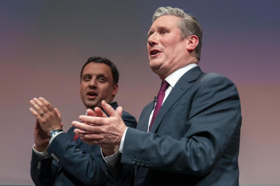 The Herald: Anas Sarwar pictured with Keir Starmer in Glasgow