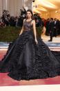 <p>The model debuted bleached eyebrows at this year's Met Gala, wearing a Prada look featuring a transparent embroidered crop top and a larger-than-life frilly skirt. </p>