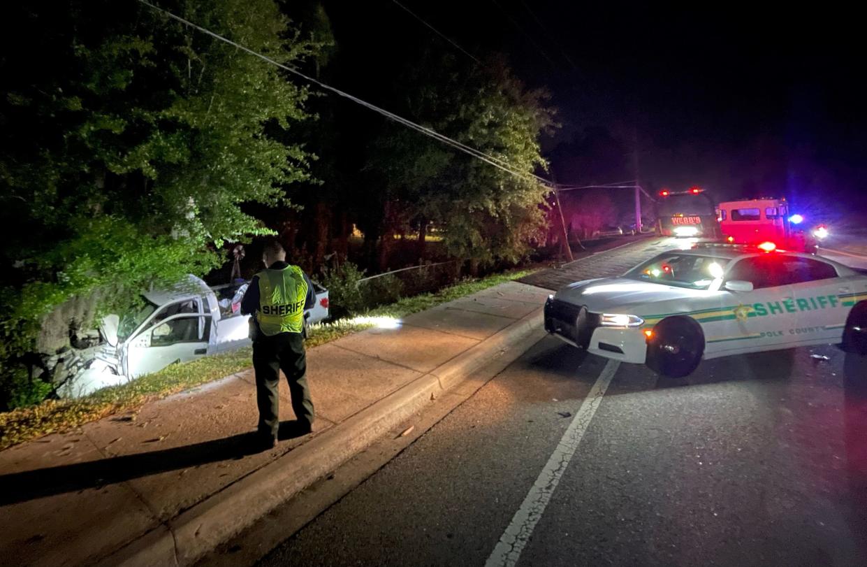 A 35-year-old Polk City man died late Sunday when his Ford F150 left Berkley Road in Auburndale, snapped a utility pole and crashed into a tree.