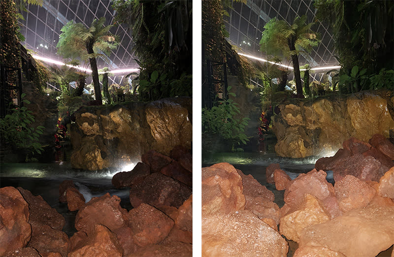 The iPhone 8 Plus’ flash (left) is usually more subtle than the Note8’s (right).