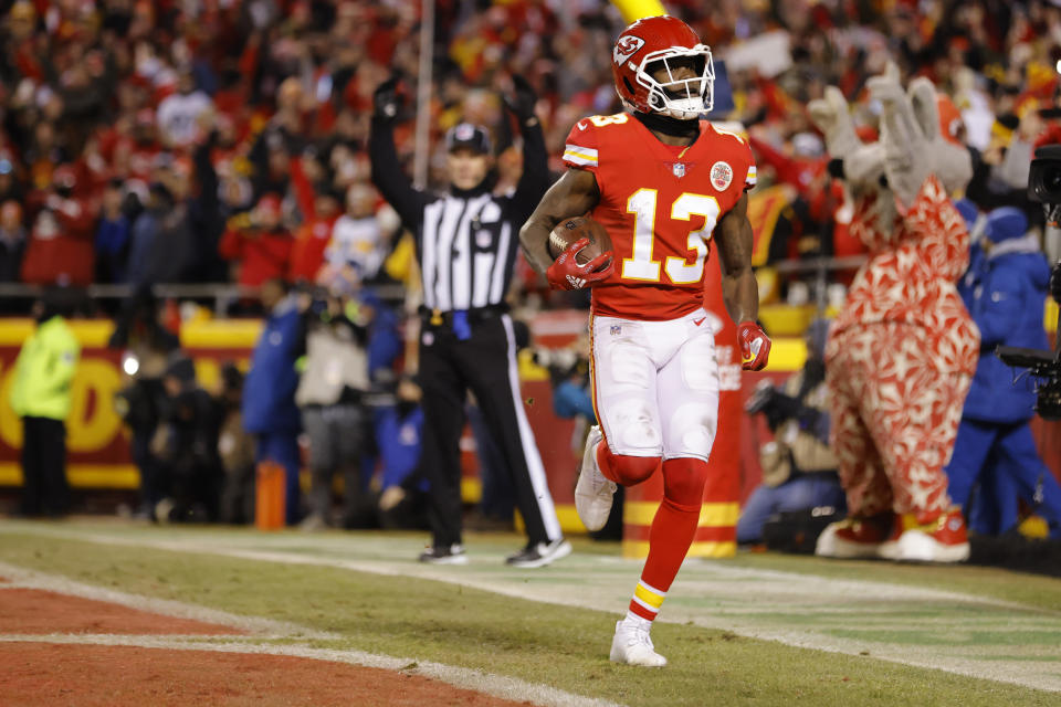 Byron Pringle #13 of the Kansas City Chiefs is a DFS value in the NFL Championship Round