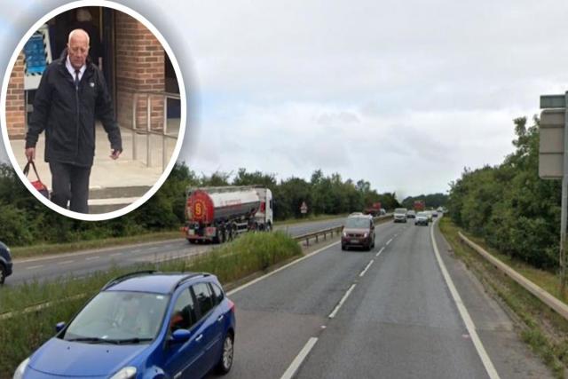 John Jenkins (inset) and a section of the A47 near King's Lynn <i>(Image: Peter Walsh/Google Maps)</i>