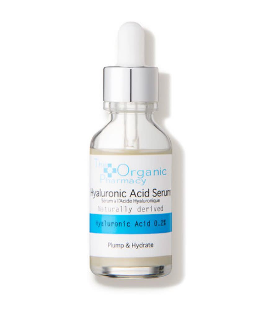 "I like to first use a hyaluronic acid serum (<a href="https://fave.co/2XBNQRK" target="_blank" rel="noopener noreferrer">The Organic Pharmacy Hyaluronic Acid Serum 0.2%</a>) to plump up the skin and increase the absorption of [other] products." &mdash; <strong>Mustapich at Facehaus</strong>. Find it for $55 at <a href="https://fave.co/2XBNQRK" target="_blank" rel="noopener noreferrer">Dermstore</a>.