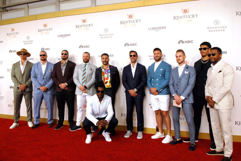 Current and former Green Bay Packers players took over the Kentucky Derby red carpet on May 6, 2023. Jimmy Graham, David Bakhtiari, Aaron Rodgers, Davante Adams, Allen Lazard and Randall Cobb were among the celebrities at the Kentucky Derby red carpet on May 6 , 2023.
