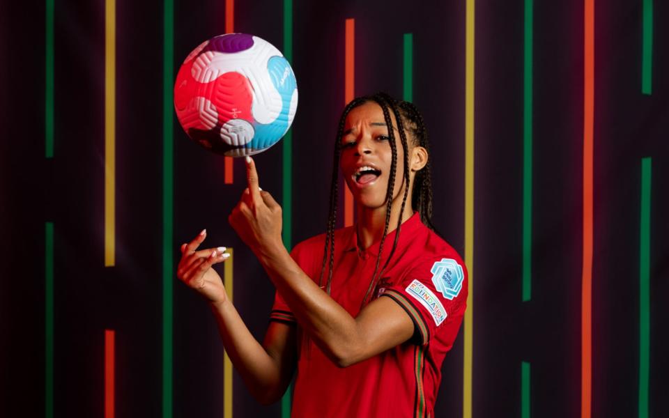 MANCHESTER, ENGLAND - JULY 04: Jessica Silva of Portugal poses for a portrait during the official UEFA Women's EURO 2022 portrait session on July 04, 2022 in Manchester, England. - Catherine Ivill/UEFA