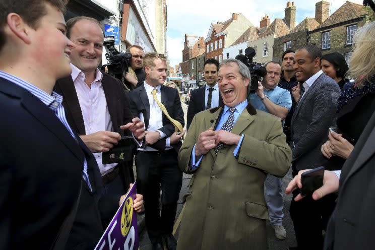 Douglas Carswell and Nigel Farage have constantly clashed since Carswell was elected in 2015 (Picture: Gareth Fuller / PA via AP)