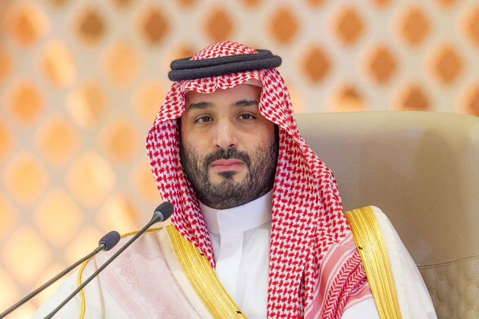 In this photo provided by Saudi Press Agency, SPA, Saudi Crown Prince Mohammed bin Salman chairs the Arab summit in Jeddah, Saudi Arabia, Friday, May 19, 2023. (Saudi Press Agency via AP)