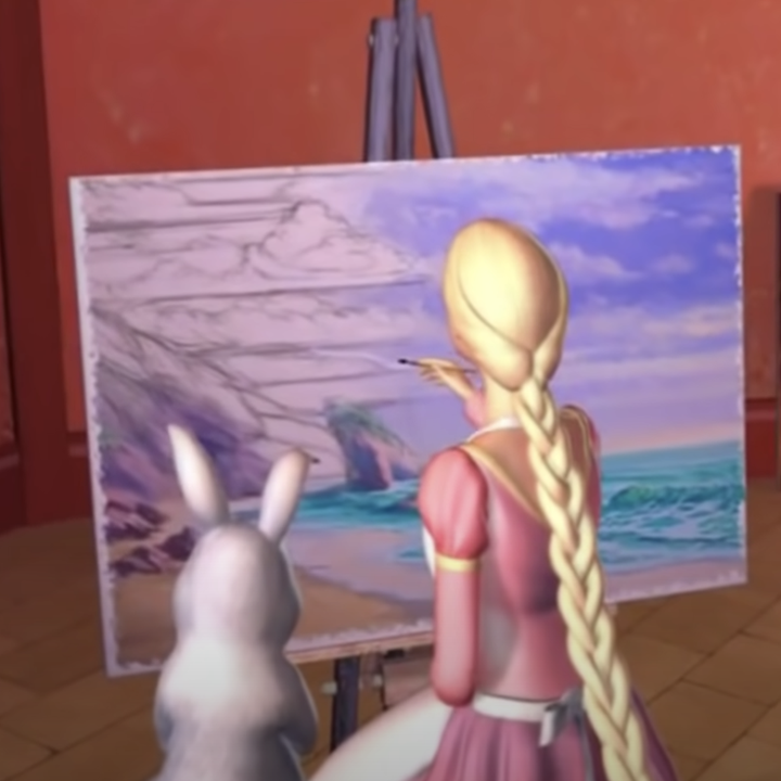 Barbie as Rapunzel painting