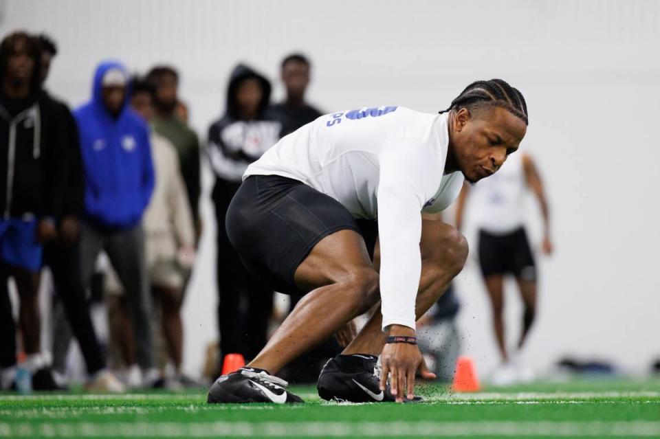 Kentucky’s Andru Phillips works out at the program’s Pro Day on Friday.