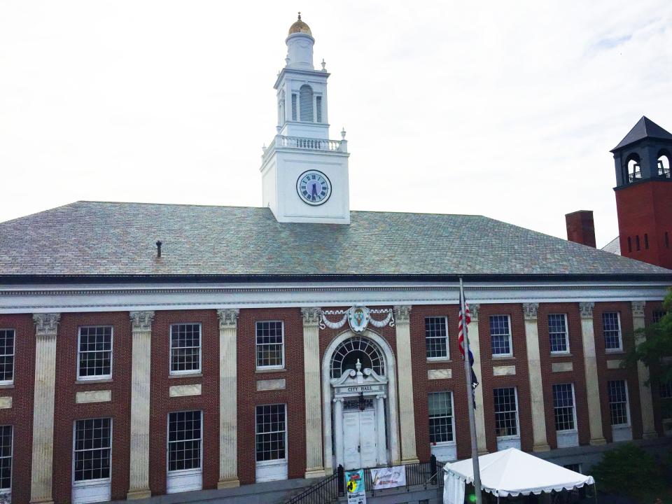 Burlington City Hall on the Church Street Marketplace, shown June 11, 2021.