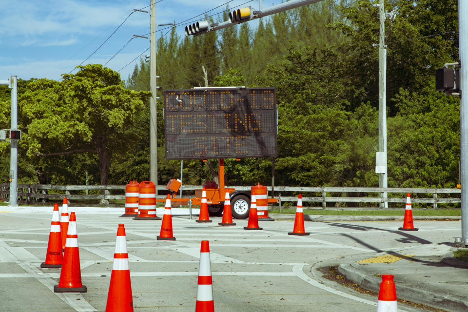 Un puesto de pruebas de coronavirus en Hialeah, Florida, 31 de agosto de 2020. (Saul Martinez/The New York Times)