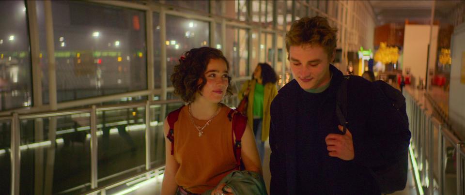Hadley (Haley Lu Richardson) meets Oliver (Ben Hardy) at the airport but they have to find each other again after being separated in the romantic comedy "Love at First Sight."