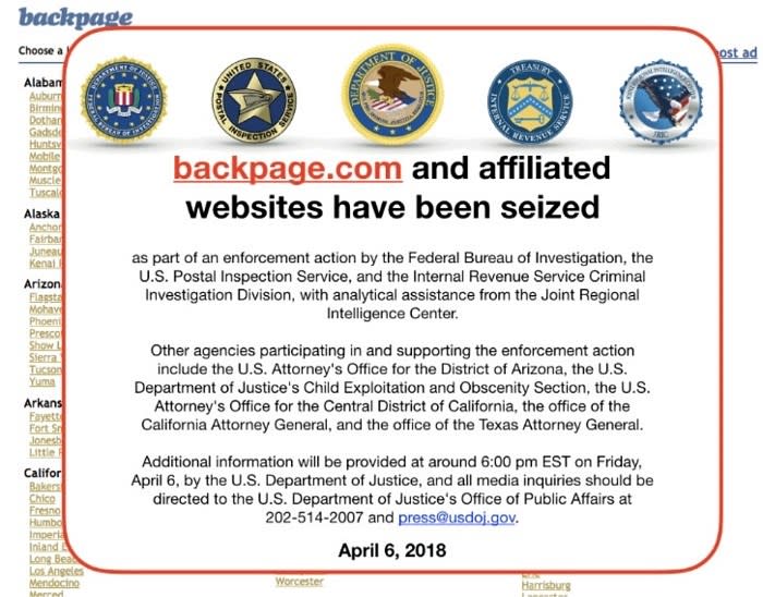 FBI shut down backpage