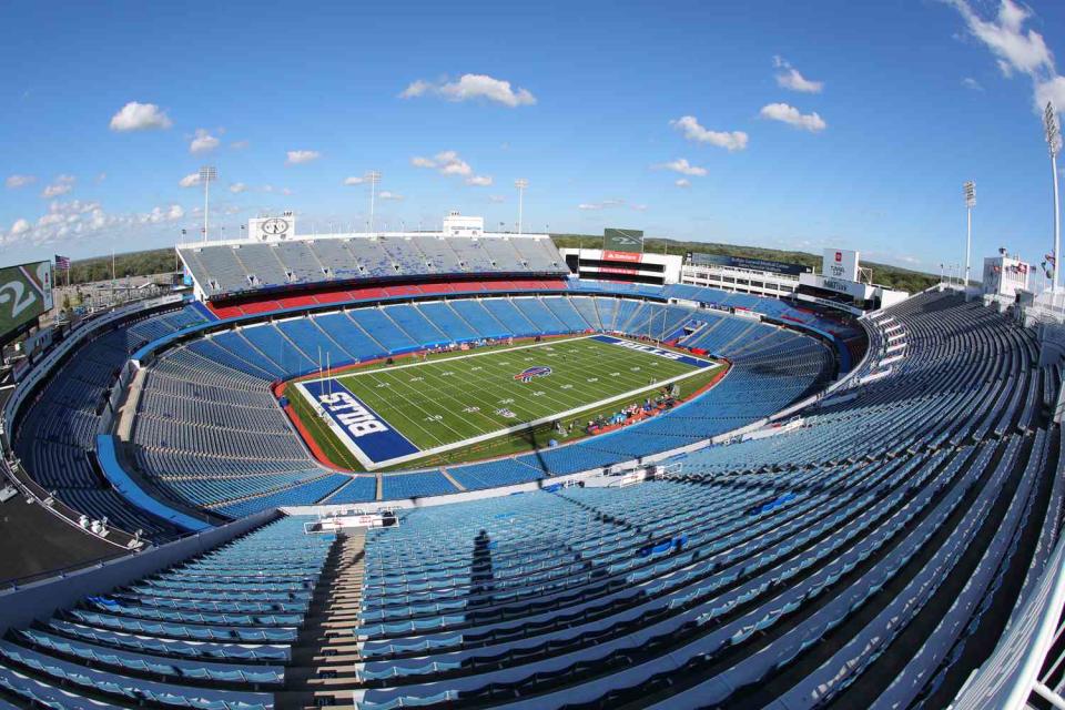 <p>Timothy T Ludwig/Getty</p> A 65-year-old man was struck by a car and killed outside the Buffalo Bills stadium on Monday night