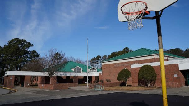 PHOTO: A empty basketball court is seen outside Richneck Elementary School, Jan. 7, 2023, in Newport News, Virginia. (Jay Paul/Getty Images)