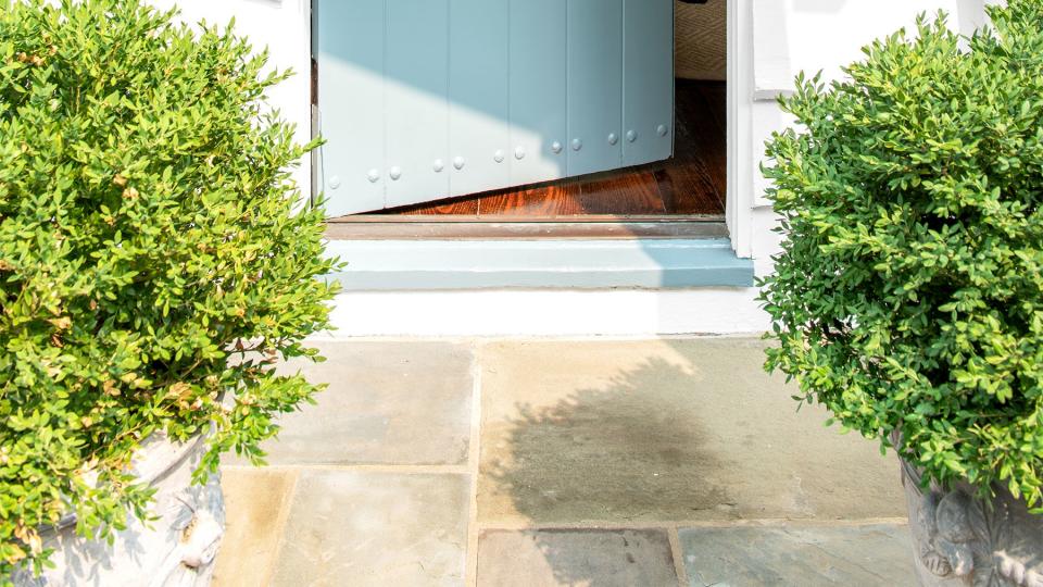 front door with wreath