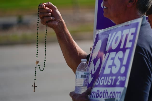 catholic-church-funding-anti-abortion-in-states.jpg Kansans To Vote On Constitutional Amendment On Abortion - Credit: Kyle Rivas/Getty Images