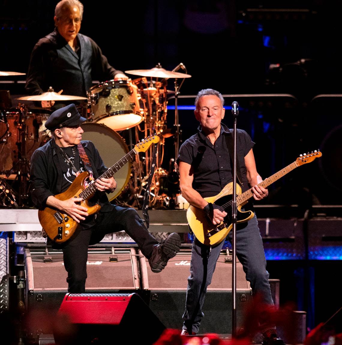 Bruce Springsteen and Nils Lofgren jam at Greensboro Coliseum Saturday night, March 25, 2023.