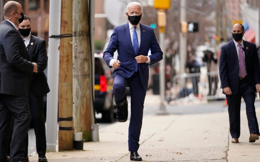 Joe Biden near his home in Delaware yesterday. CREDIT: ANDREW HARNIK/AP - ANDREW HARNIK/AP