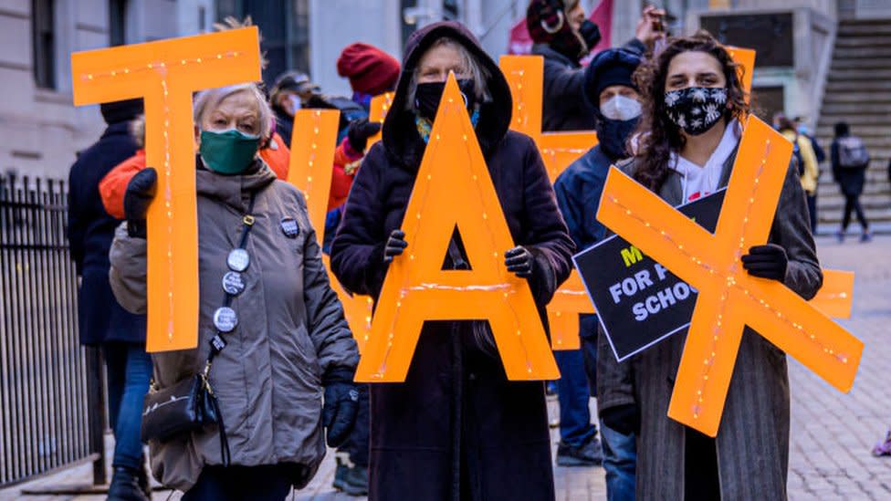 Manifestantes en Wall Street