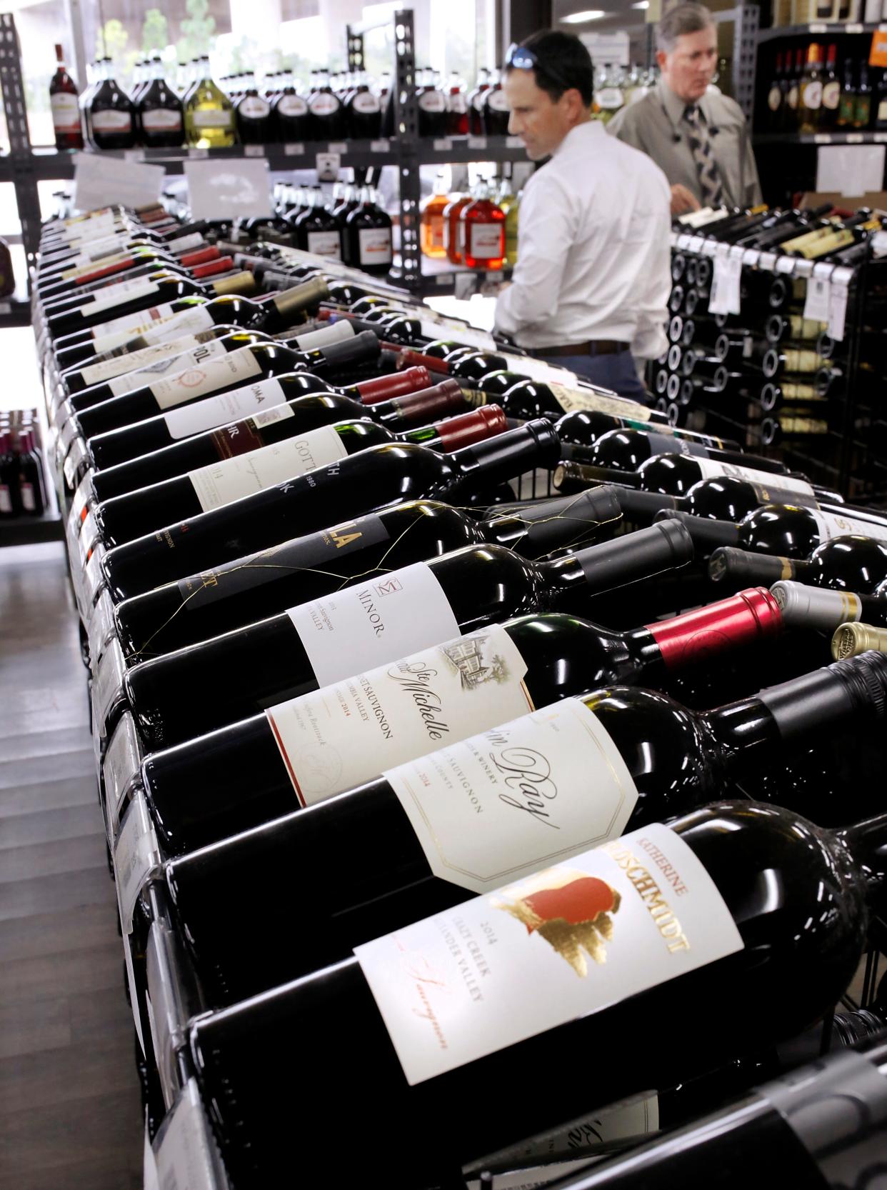 A selection of wine is shown at Byron's Liquor Warehouse.