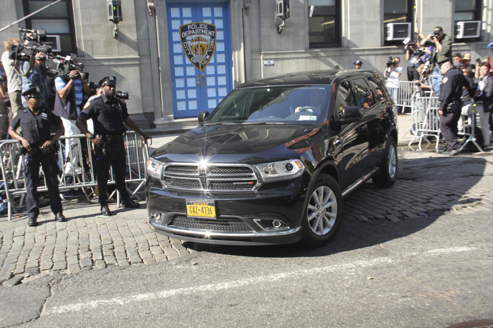 <p>Harvey Weinstein is escorted out of the 1st Precinct and officially charged with rape today in New York City on May 25, 2018. (Photo: RW/MediaPunch /IPX/AP) </p>