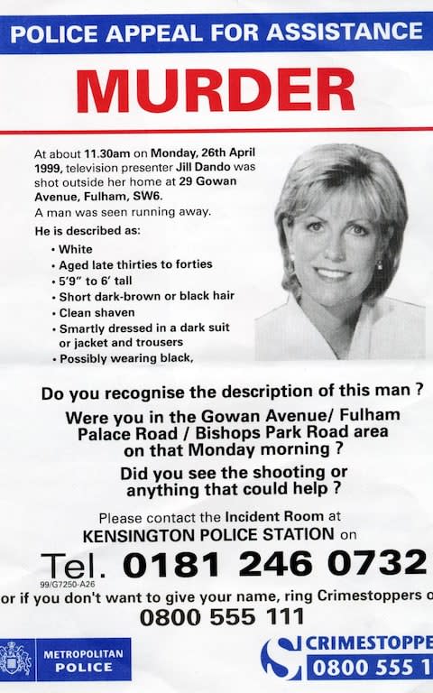 This leaflet was handed-out to Fulham residents in an effort to uncover new information concerning the murder of Jill Dando  - Credit: PA Images&nbsp;/PA Archive