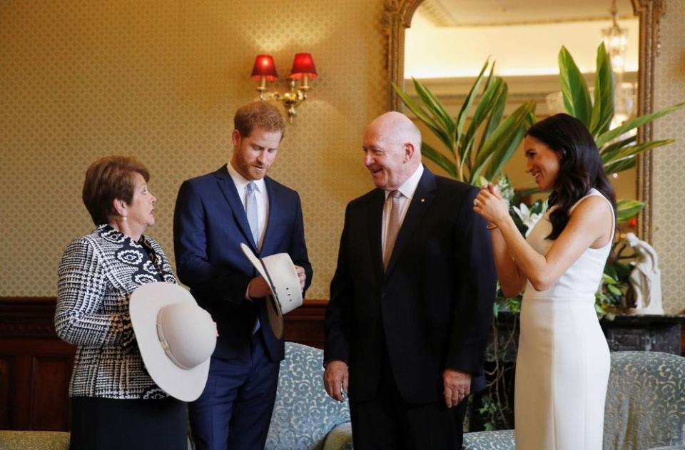 Lady Lynne Cosgrove, Prince Harry, Governor General Peter Cosgrove and Meghan Markle