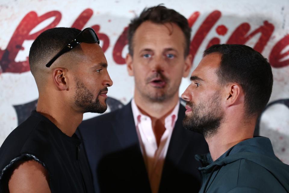 Harlem faces off with Timo Schwarzkopf ahead of their bout in Brighton (Getty Images)