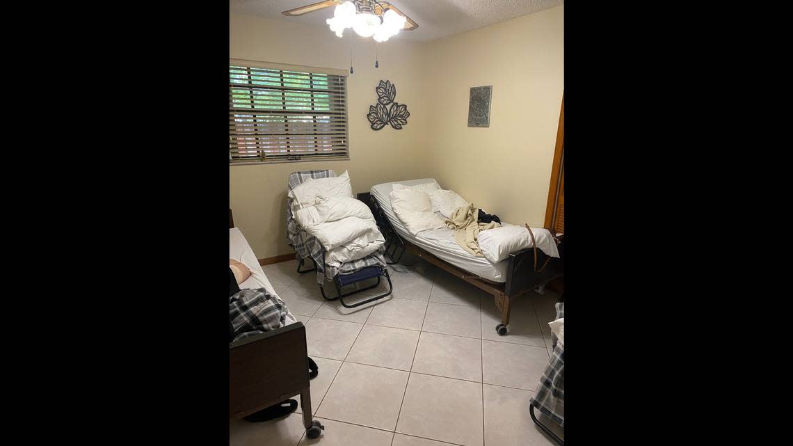 A bedroom in a plastic surgery recovery home — facilities that offer pampered care for those recovering from cosmetic surgery.