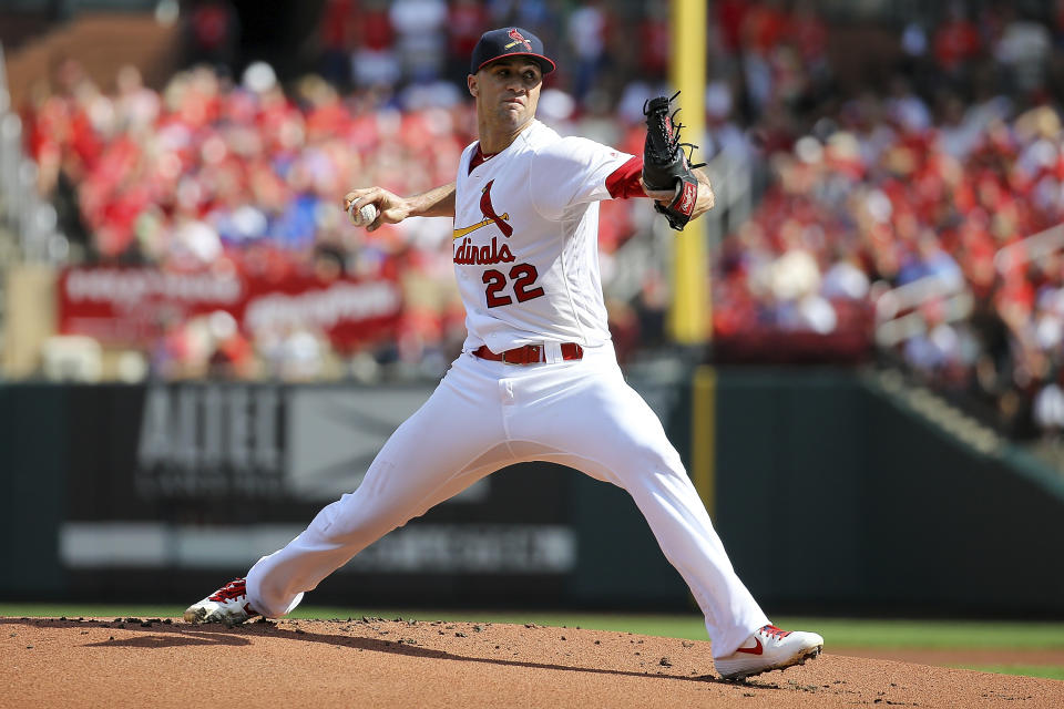 St. Louis Cardinals starting pitcher Jack Flaherty delivers during the first inning of a baseball game against the Chicago Cubs, Sunday, Sept. 29, 2019, in St. Louis. (AP Photo/Scott Kane)