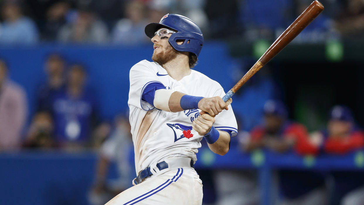 Blue Jays catcher Danny Jansen has started the season red-hot with the bat. (Photo by Cole Burston/Getty Images)