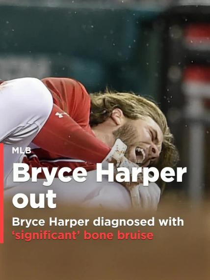 Bryce Harper diagnosed with 'significant' bone bruise; avoids ligament damage
