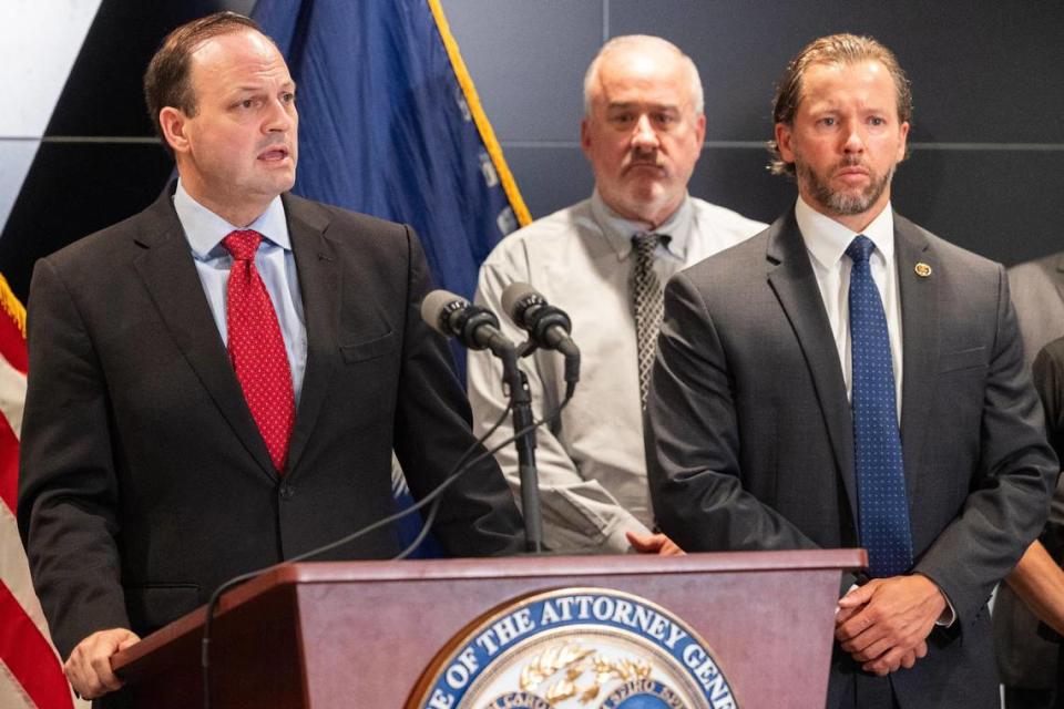 South Carolina Attorney General Alan Wilson speaks to media after Jeroid Price is apprehended in New York City on Wednesday, July 12, 2023.