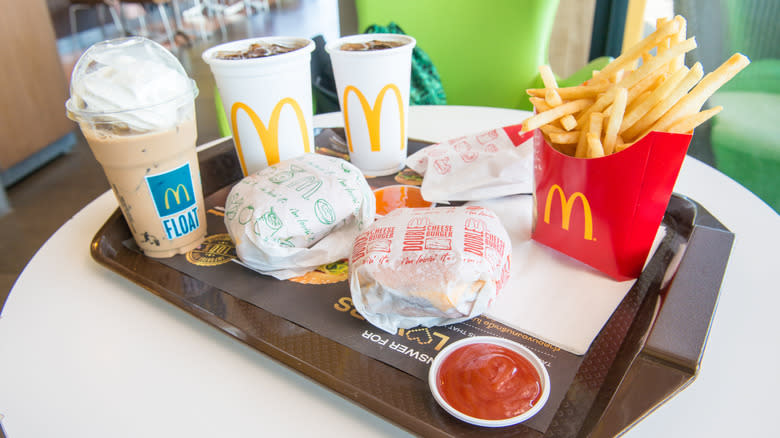 McDonald's food on tray