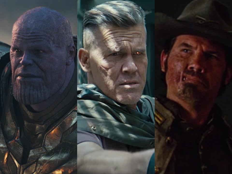 From left: Josh Brolin as Thanos in "Avengers: Endgame," Cable in "Deadpool 2," and Jonah Hex in "Jonah Hex."