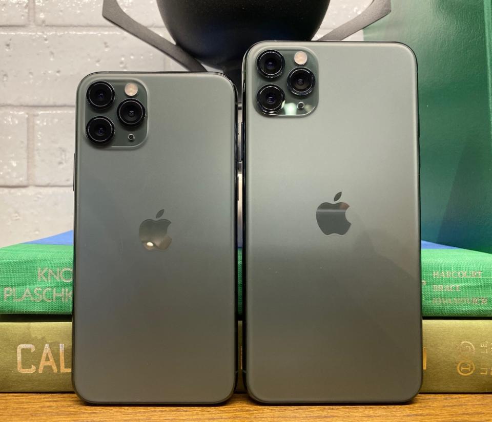 Apple's iPhone 11 Pro and iPhone 11 Pro Max feature 5.8-inch and 6.5-inch screens, respectively. (Image: Dan Howley)