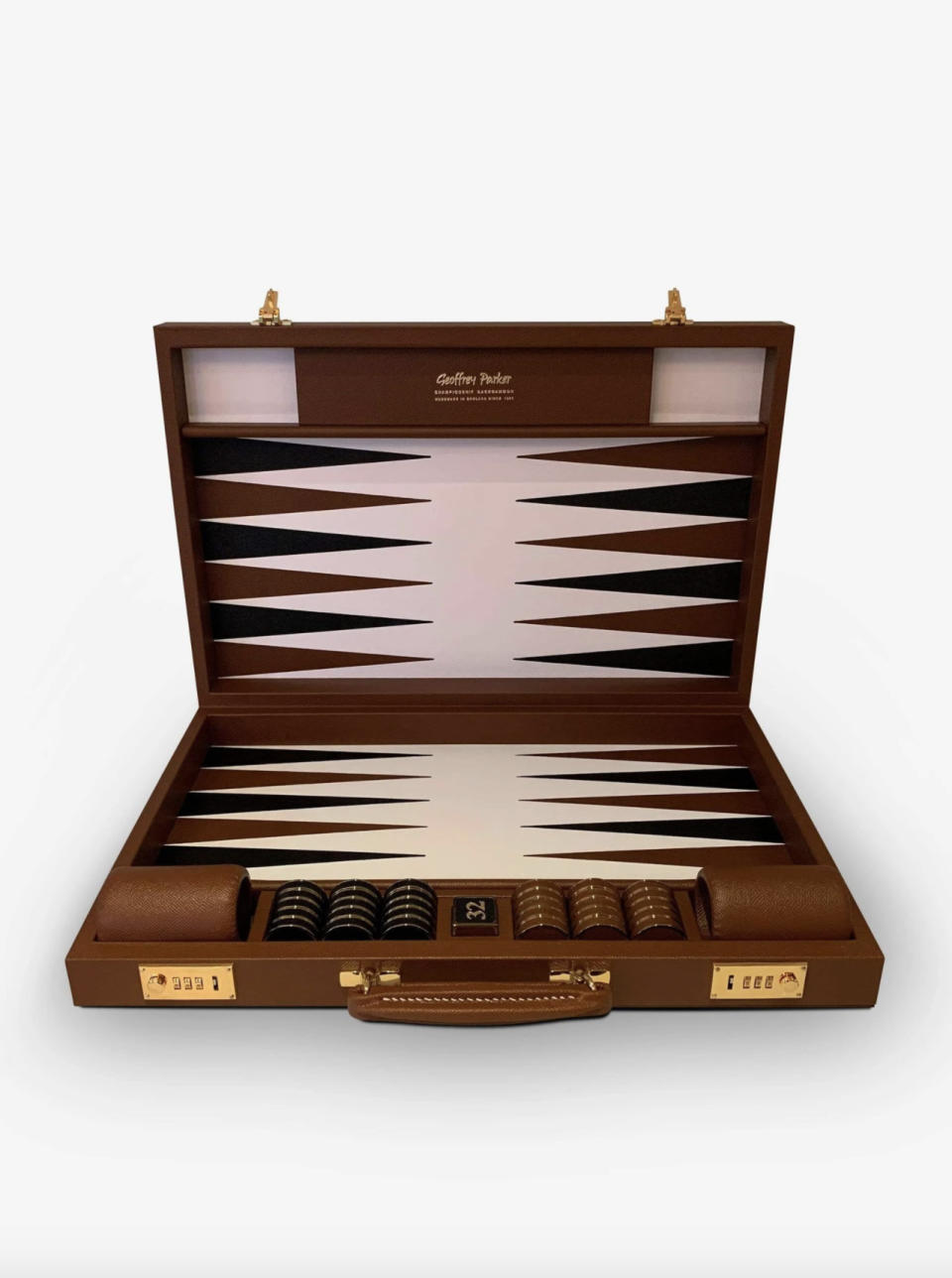 10) Espresso Leather Challenge Backgammon Board