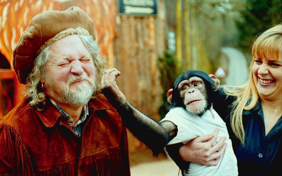 Lord Bath ith chimp "Teddy" at Longleat Safari Park in Wiltshire - PA