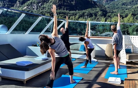 yoga class on board Crystal - Credit: Crystal