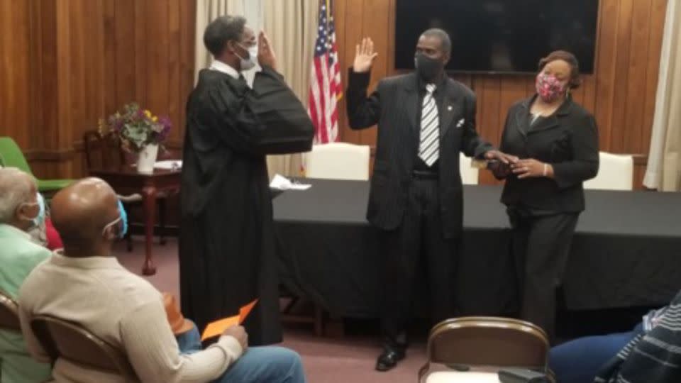 Patrick Braxton is sworn in on November 2, 2020, in Newbern, Alabama. - Courtesy Leslie Sebastian