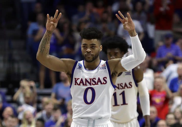 Frank Mason and Kansas have the shortest Vegas odds to win the national championship. (Getty)