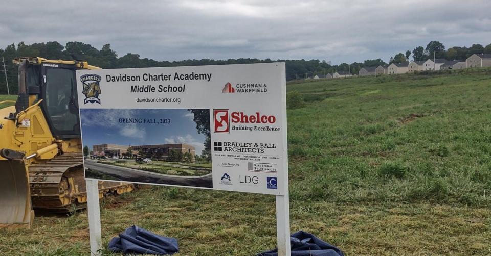 A sign marks the future location of the Davidson Charter Academy Middle School on Biesecker Road in Lexington.