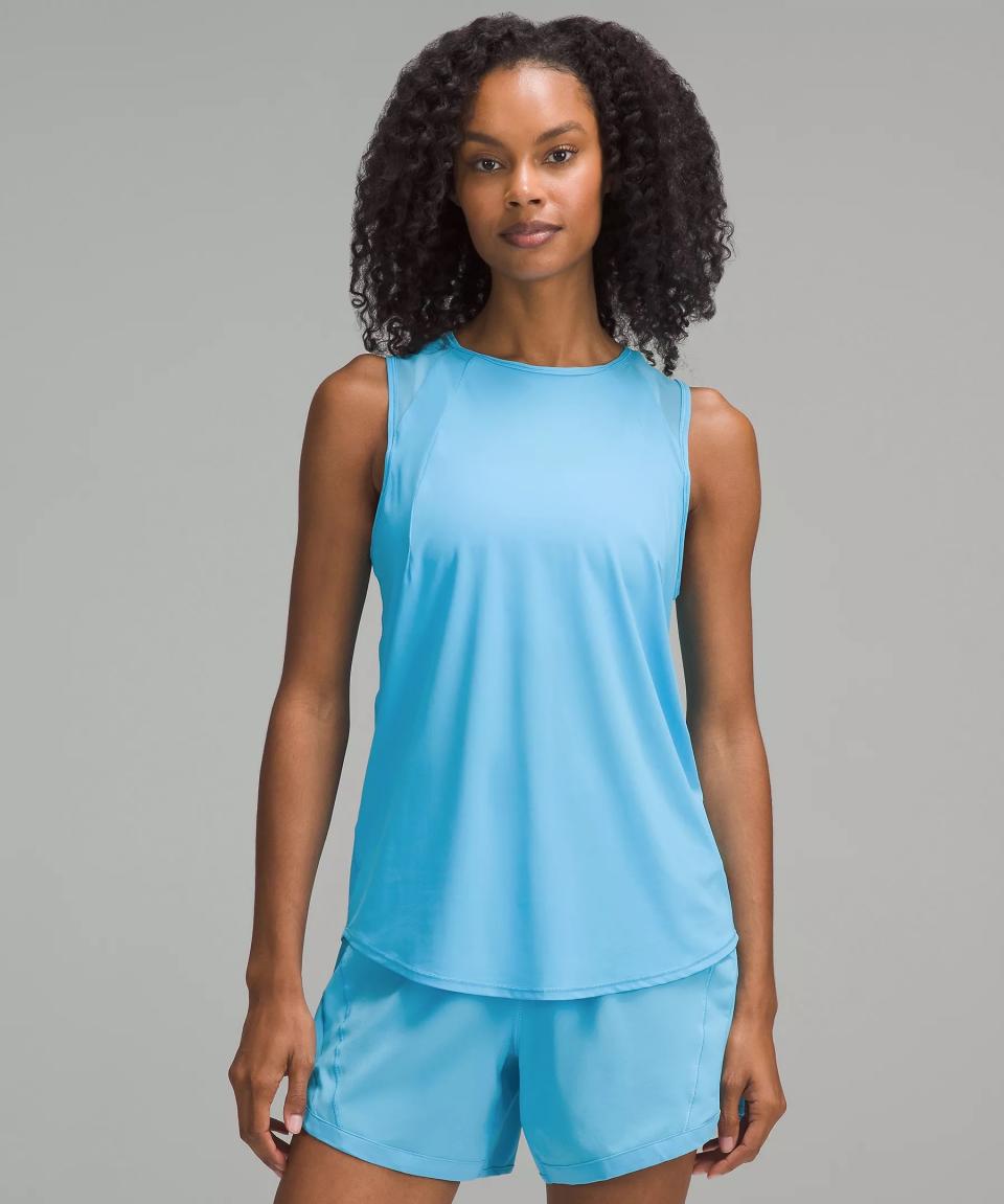 This blue tank top easily floats from the body.